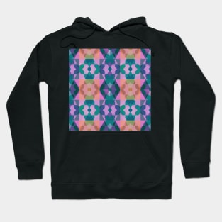 Mod Flower Squares Teal & Purple Hoodie